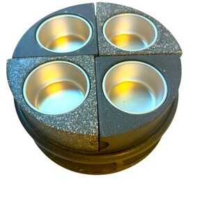 Yin & Yang Black & Stone CERAMIC Tea Light Candle Holder VTG Y2K PartyLite 5 pc